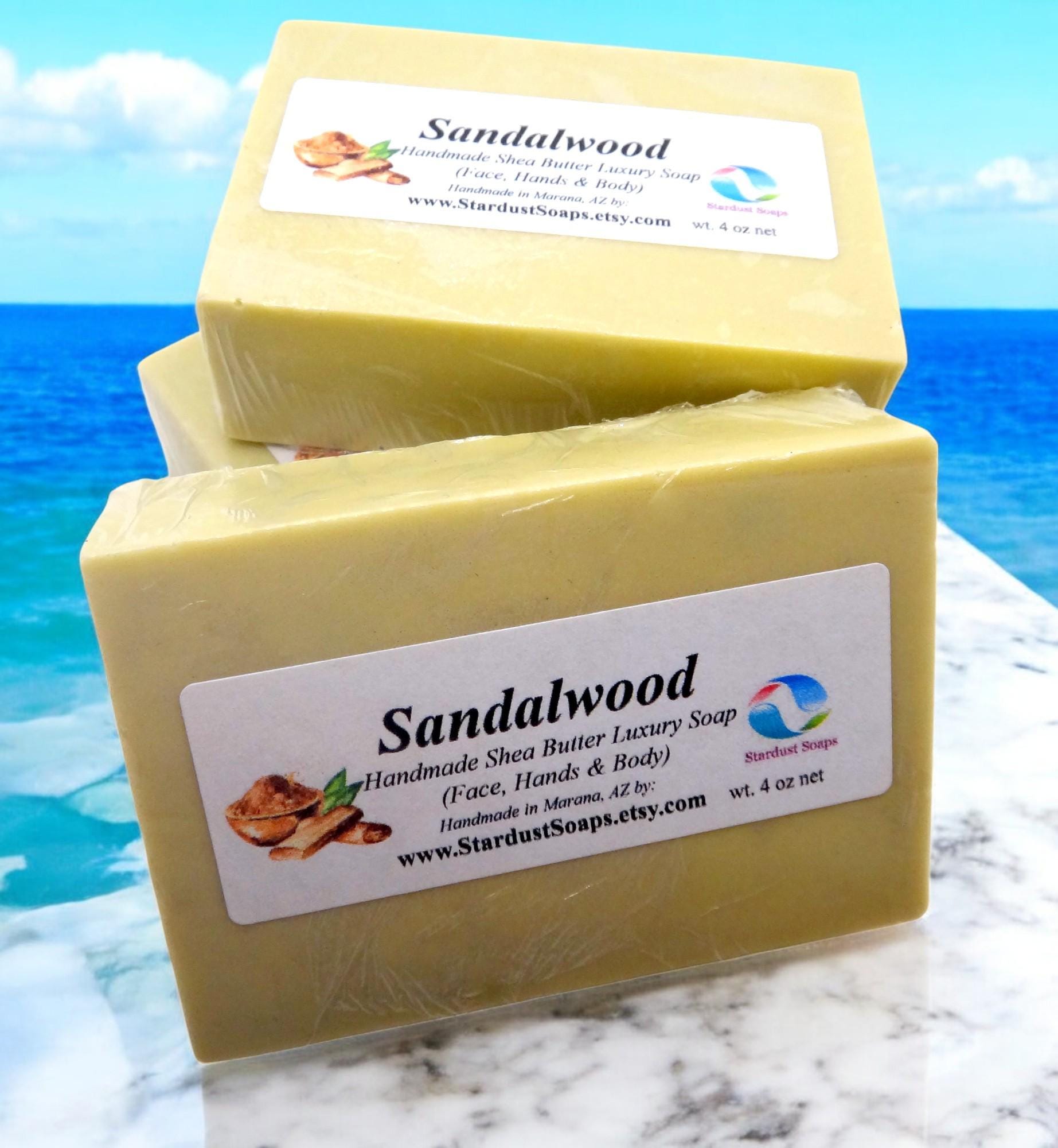 Sandalwood Shea Butter Soap Bar | Handmade Luxury Moisturizing Soap | Natural Artisan Body & Face Soap | Invigorating Skin Care Bar
