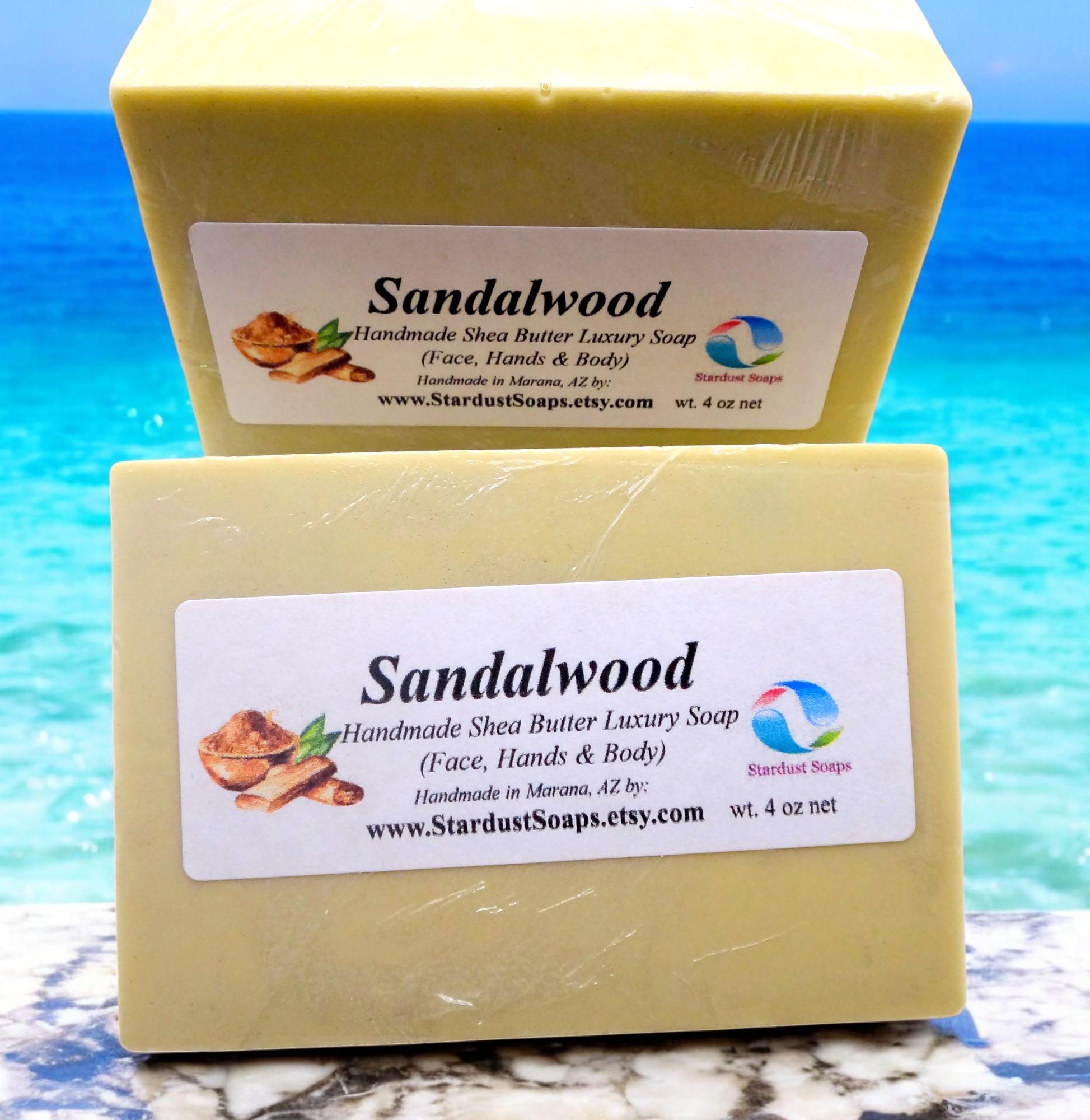 Sandalwood Shea Butter Soap Bar | Handmade Luxury Moisturizing Soap | Natural Artisan Body & Face Soap | Invigorating Skin Care Bar