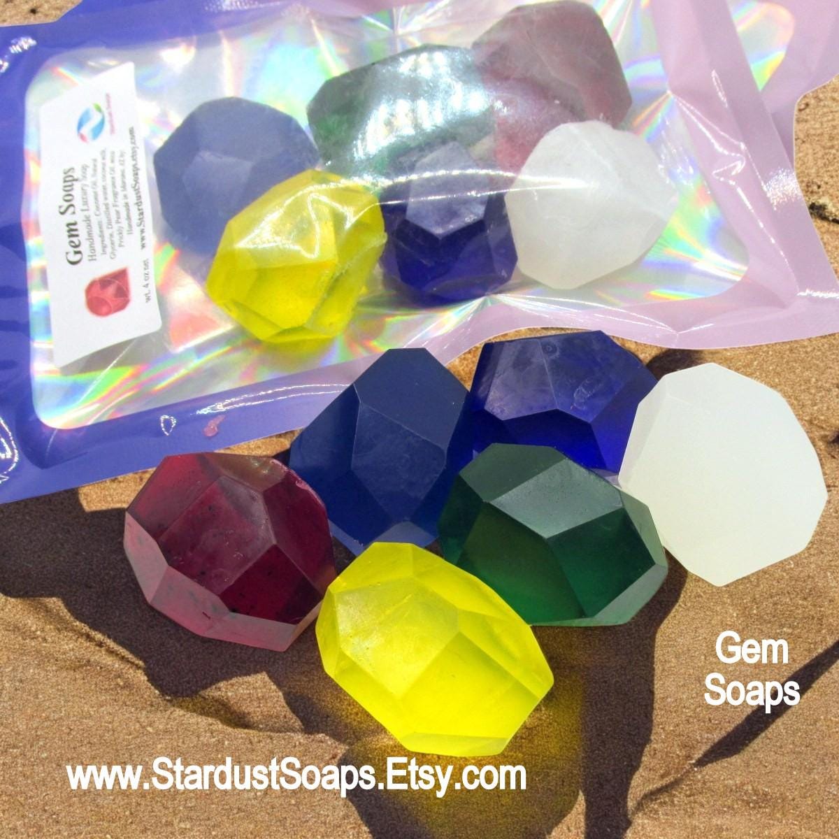 Luxury Gem Inspired Soap Collection | Handmade Prickly Pear Scent Soap Set | Crystal Gemstone Artisan Bath and Body Gift Soaps