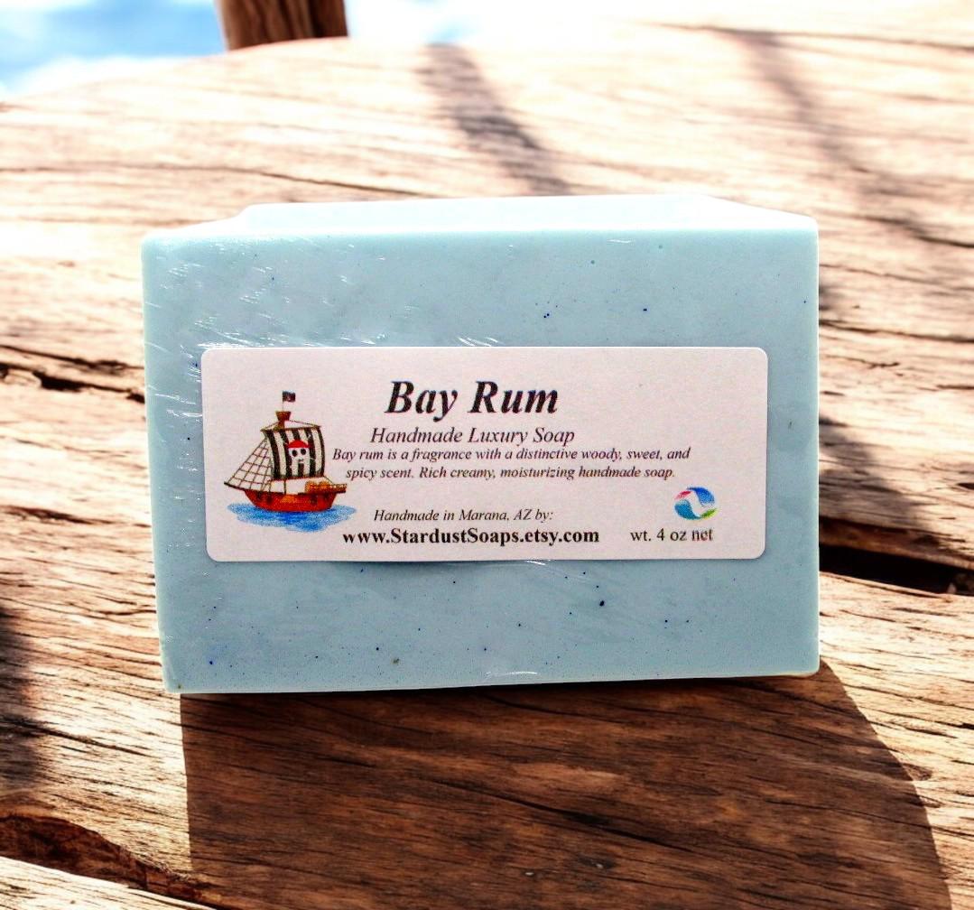 Bay Rum Soap Bar – Handmade Natural Soap 4 oz | Masculine Spiced Bay Rum Scent, Moisturizing Body Soap
