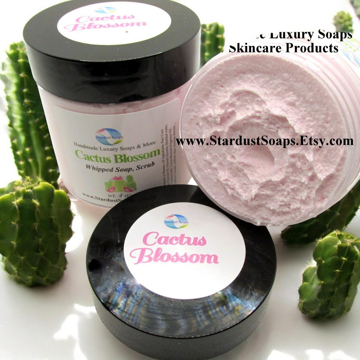 Cactus Blossom Whipped Sugar Scrub Soap | Handmade Exfoliating Body Scrub | Moisturizing Sugar Polish for Soft Radiant Skin