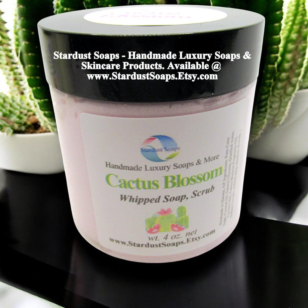 Cactus Blossom Whipped Sugar Scrub Soap | Handmade Exfoliating Body Scrub | Moisturizing Sugar Polish for Soft Radiant Skin
