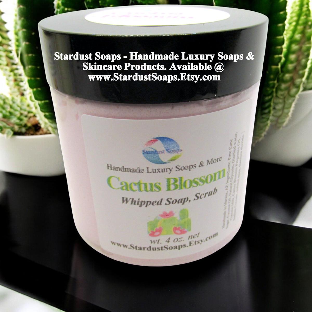 Cactus Blossom Whipped Sugar Scrub Soap | Handmade Exfoliating Body Scrub | Moisturizing Sugar Polish for Soft Radiant Skin