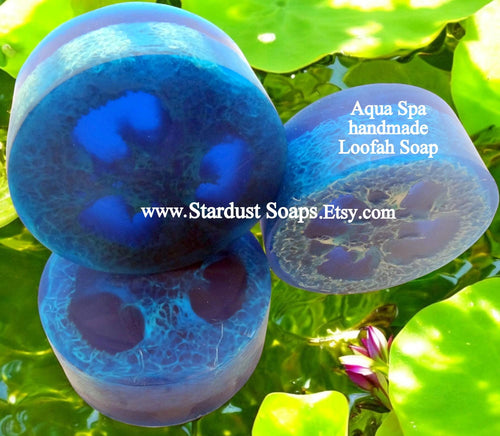 Aqua Spa Loofah Soap Bar | Handmade Exfoliating Body Soap | Moisturizing Spa Cleanser for All Skin Types | 5 oz