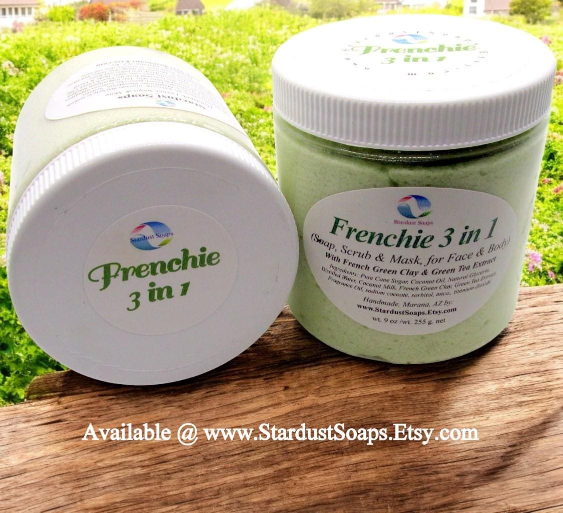 Frenchie 3-in-1 Skincare Wonder | Cleansing Soap, Exfoliating Scrub & Hydrating skin nourishing Mask for Every Skin Type