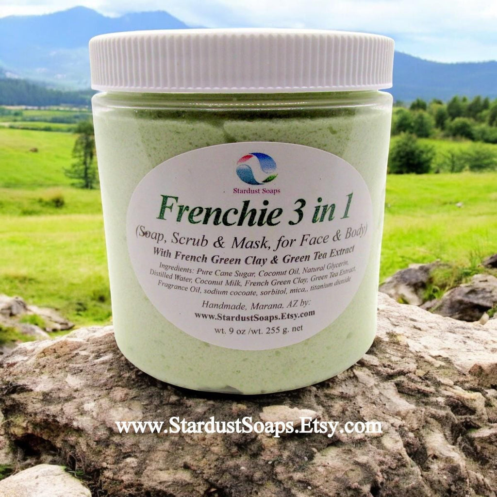 Frenchie 3-in-1 Skincare Wonder | Cleansing Soap, Exfoliating Scrub & Hydrating skin nourishing Mask for Every Skin Type