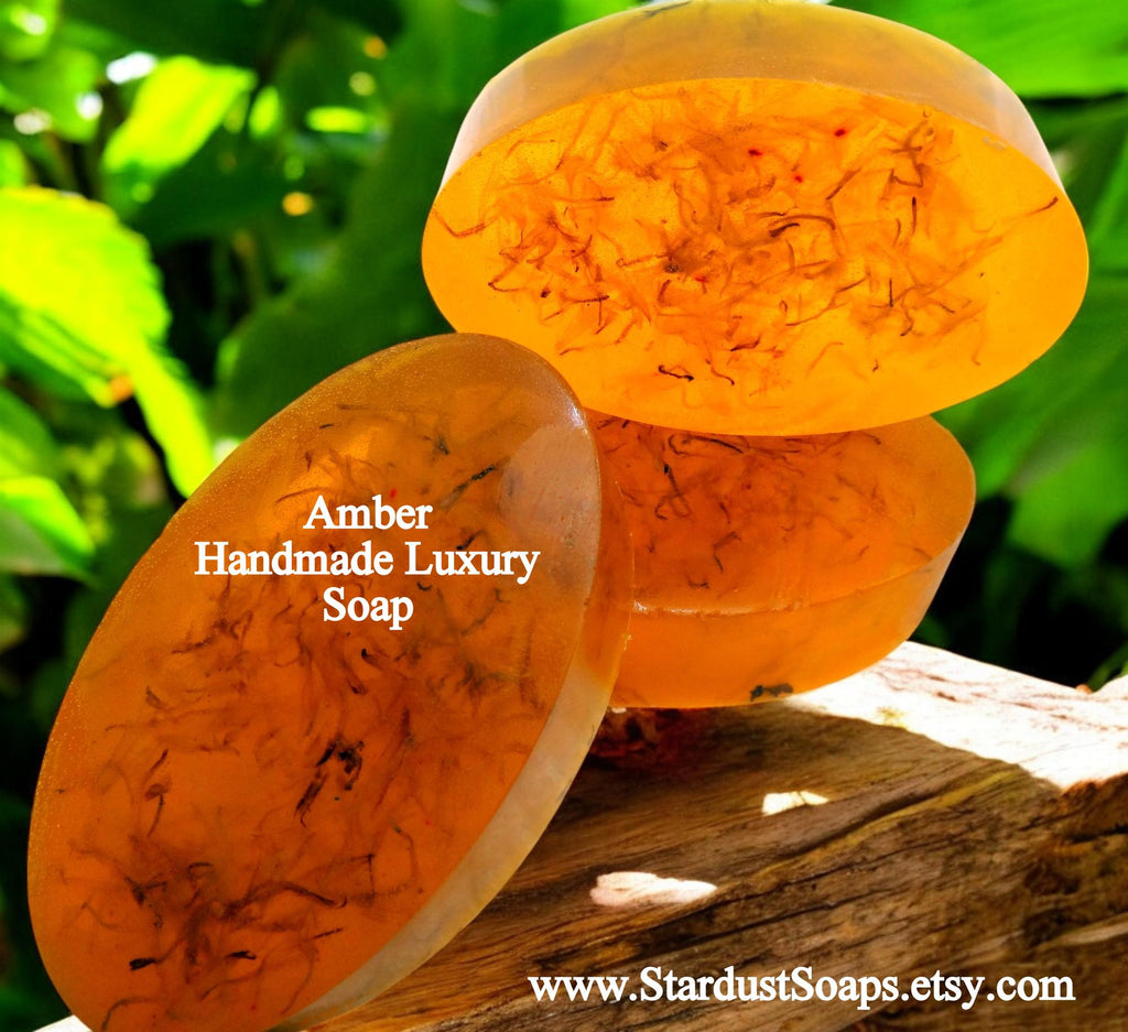 Amber Soap Bar | Handmade Artisan Natural Soap | Moisturizing Luxury Bath Soap | Warm Amber Fragrance | Gift Ready 5 oz