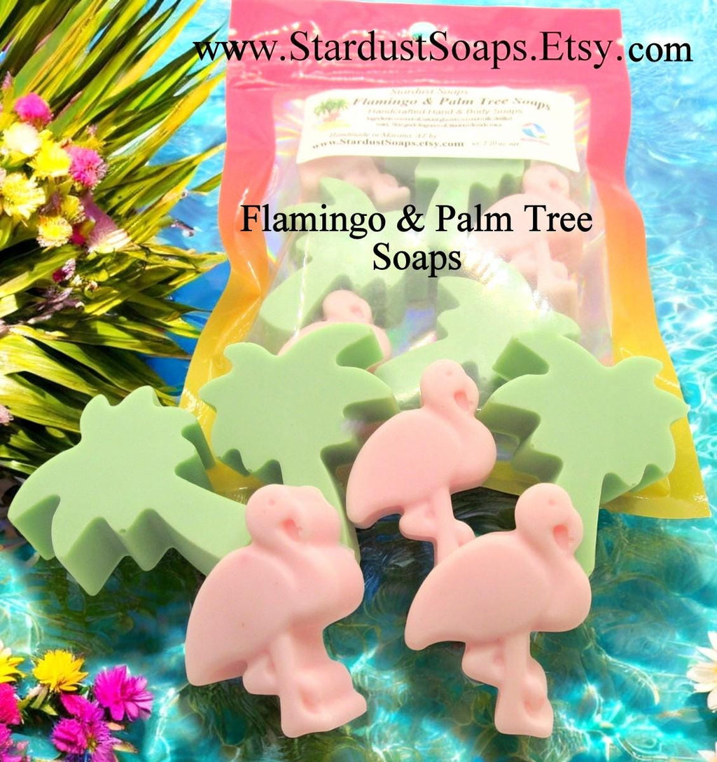 Tropical Paradise Soap Set | Handmade Flamingo & Palm Tree Soap Collection | Moisturizing Luxury Artisan Bath Soap Gift Set
