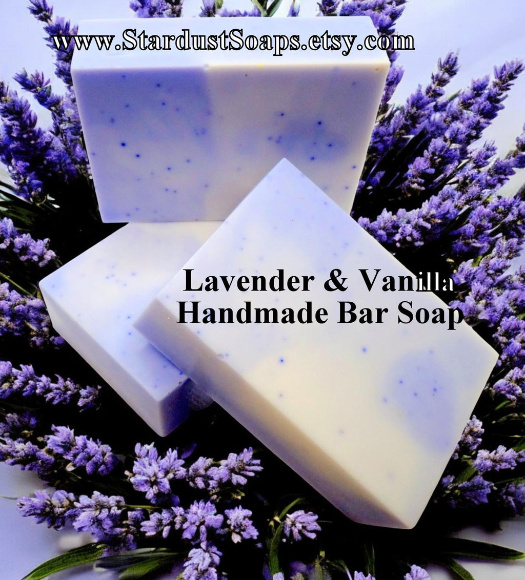 Lavender Vanilla Handmade Soap Bar | Natural Gentle Cleansing Face, Hand and Body Soap | Moisturizing Artisan Skincare Bar