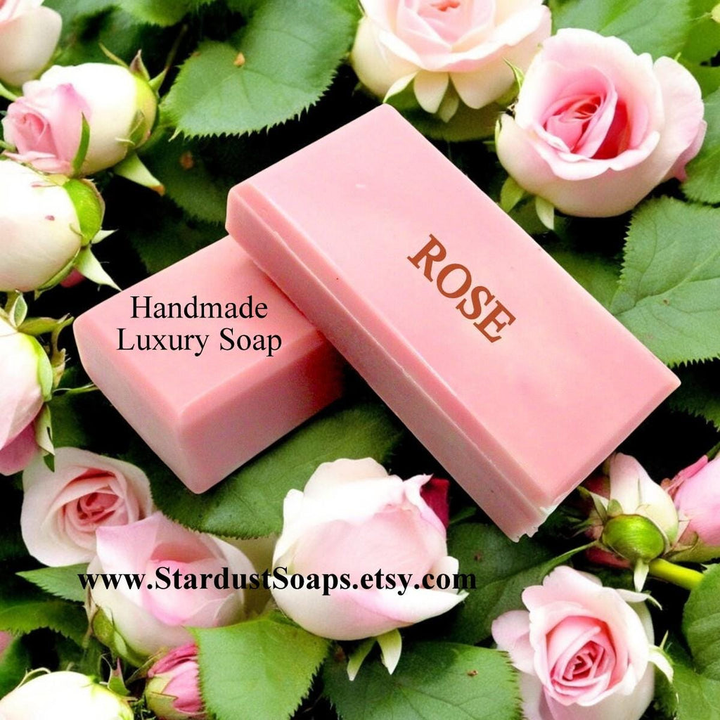 Handmade Rose Soap Bar | Moisturizing Floral Soap for Face, Hands & Body | Creamy Lather Natural Artisan Skincare (4 oz)