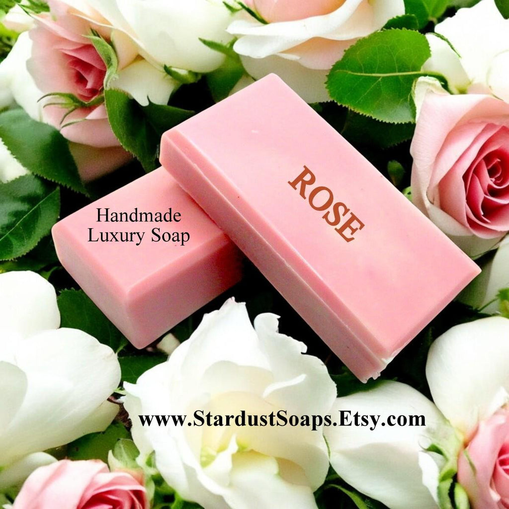 Handmade Rose Soap Bar | Moisturizing Floral Soap for Face, Hands & Body | Creamy Lather Natural Artisan Skincare (4 oz)