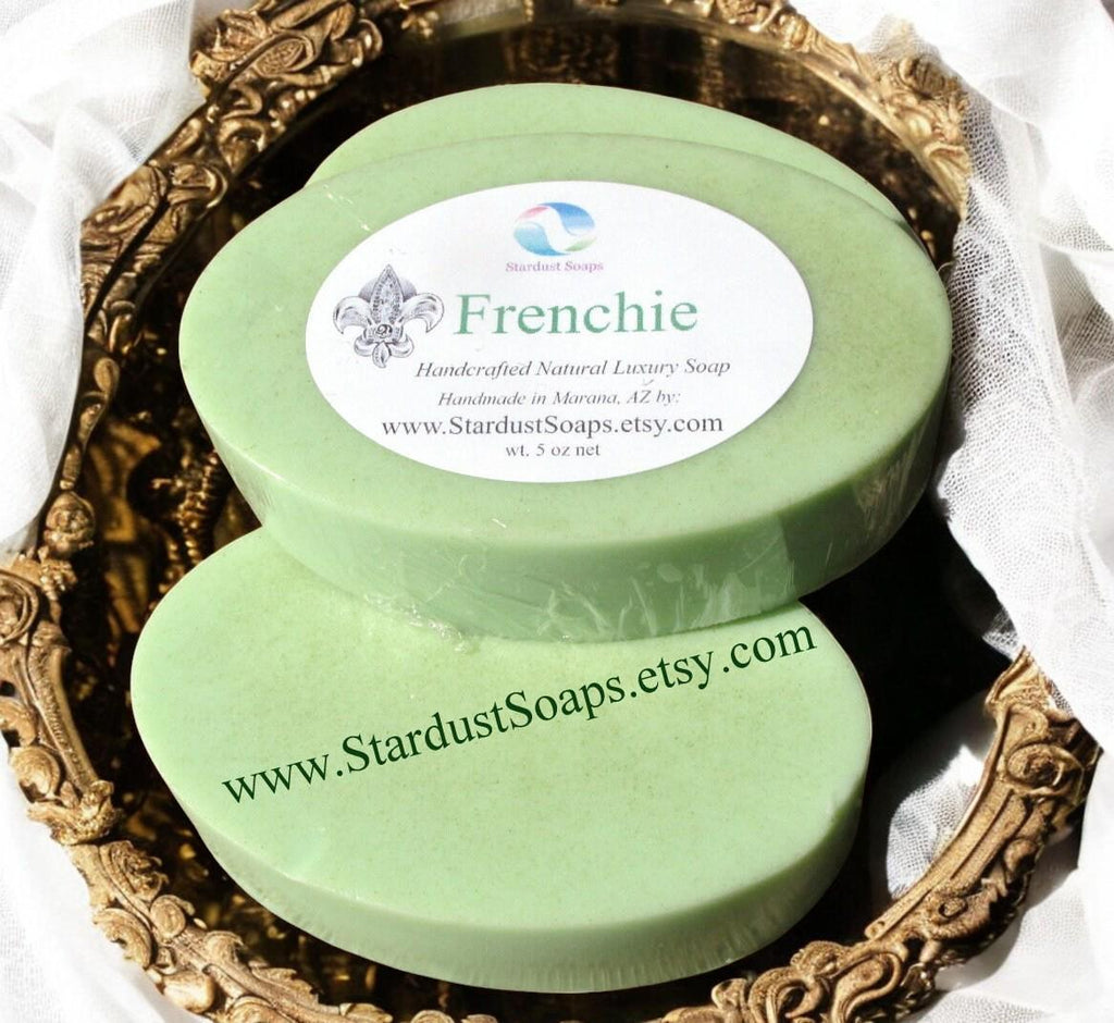 Frenchie French Green Clay Soap Bar | Handmade Exfoliating Detox Soap | Hydrating Natural Face and Body Cleansing Bar