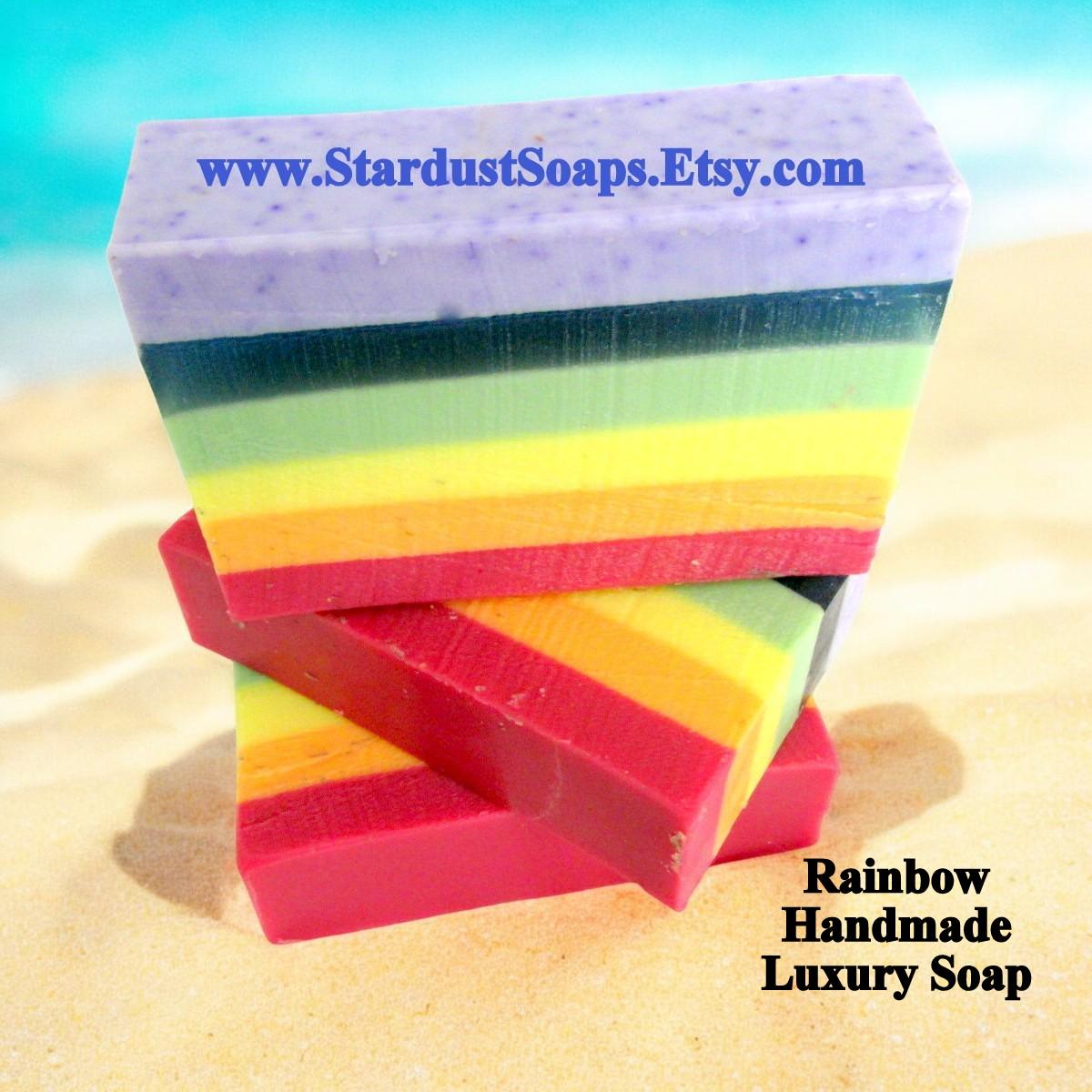 Handmade Rainbow Soap – Moisturizing Cold Process Bar | Colorful Natural Soap, Gentle Skin Care, Gift-Ready Artisan Soap