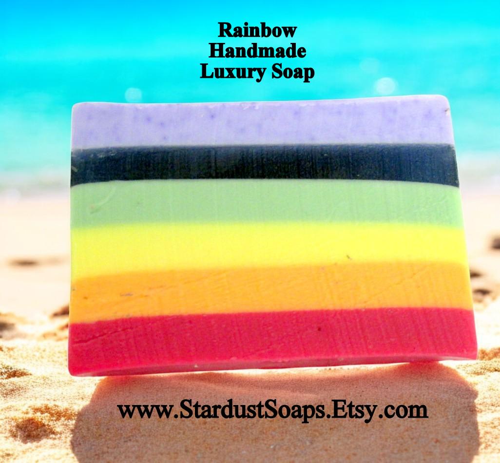 Handmade Rainbow Soap – Moisturizing Cold Process Bar | Colorful Natural Soap, Gentle Skin Care, Gift-Ready Artisan Soap