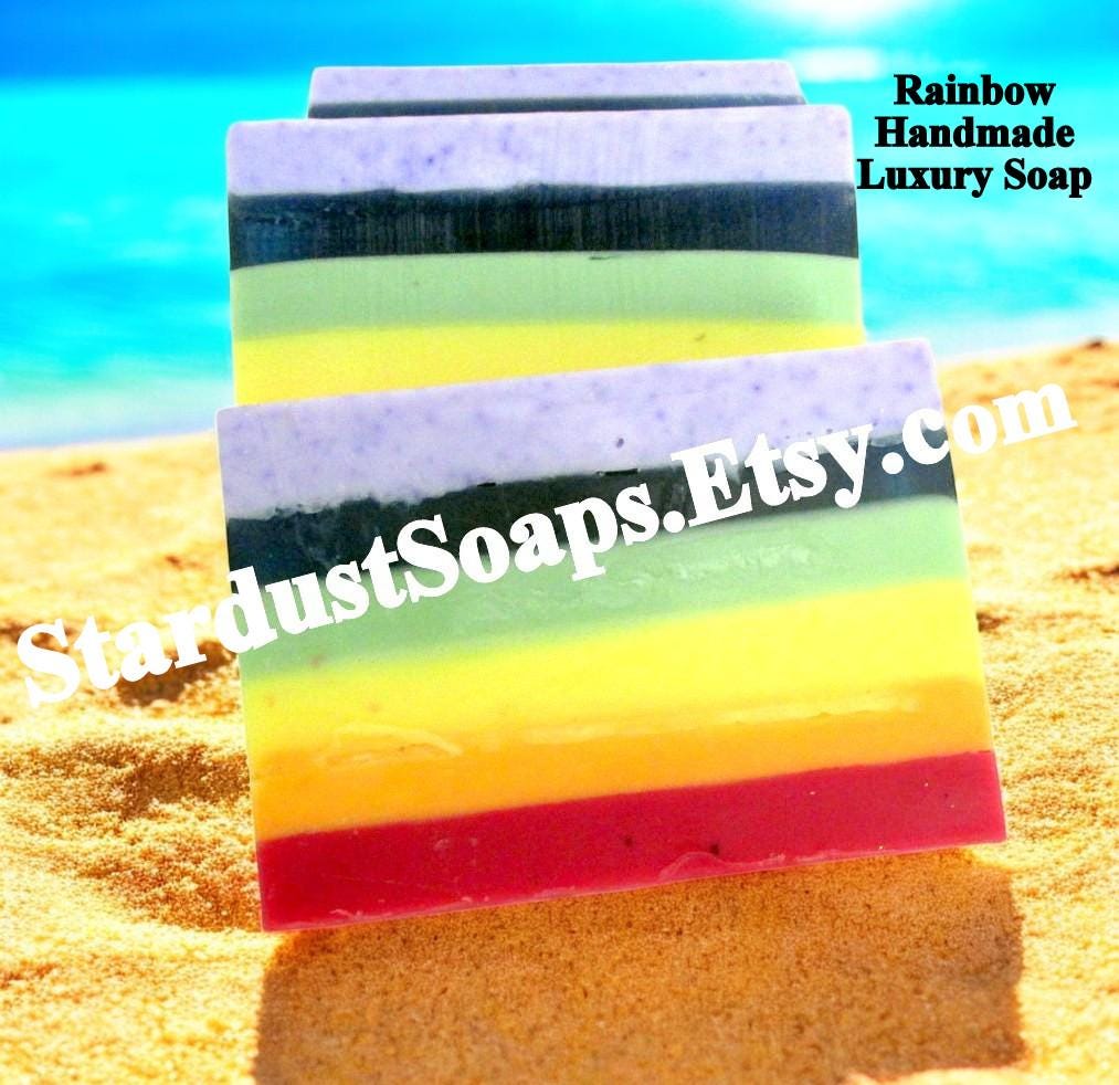 Handmade Rainbow Soap – Moisturizing Cold Process Bar | Colorful Natural Soap, Gentle Skin Care, Gift-Ready Artisan Soap