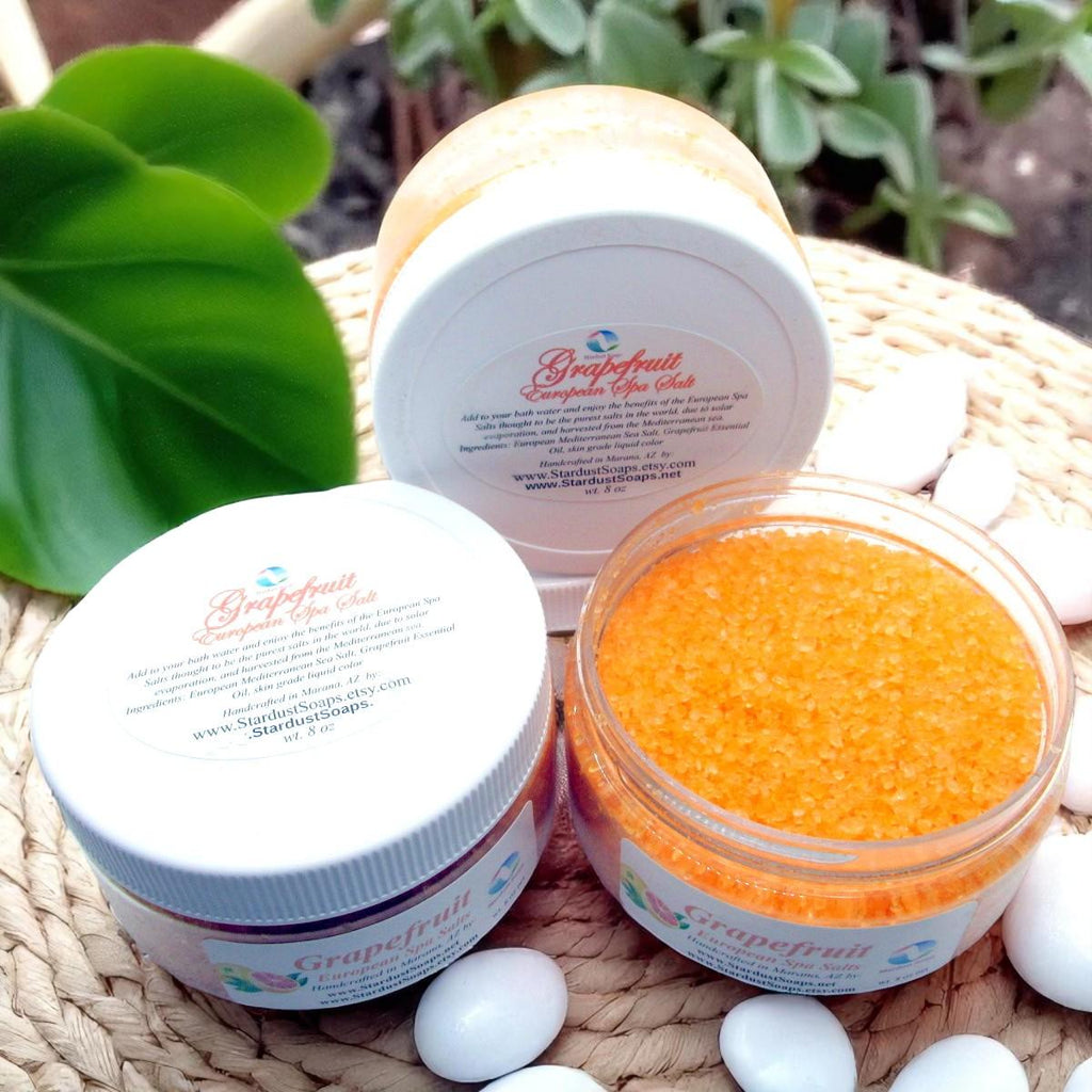 Grapefruit European Spa Bath Salts | Luxury Magnesium Mineral Bath Soak for Relaxation, Muscle Relief and Skin Softening (8 oz)