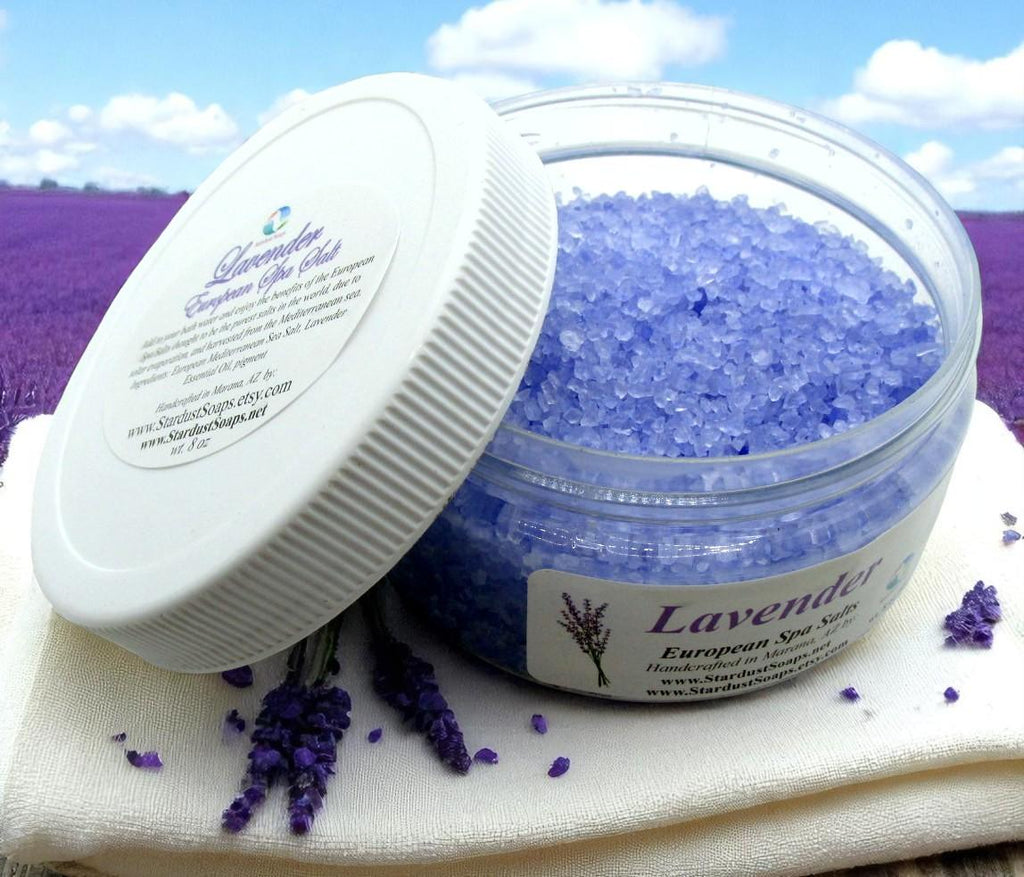 Calming Lavender Bath Crystals – European Mineral Spa Soak | Relaxing Lavender Bath Salt for Stress Relief, Self Care & Muscle Relaxation