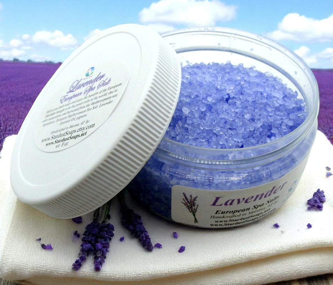 Calming Lavender Bath Crystals – European Mineral Spa Soak | Relaxing Lavender Bath Salt for Stress Relief, Self Care & Muscle Relaxation