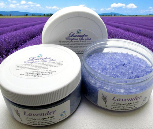 Calming Lavender Bath Crystals – European Mineral Spa Soak | Relaxing Lavender Bath Salt for Stress Relief, Self Care & Muscle Relaxation