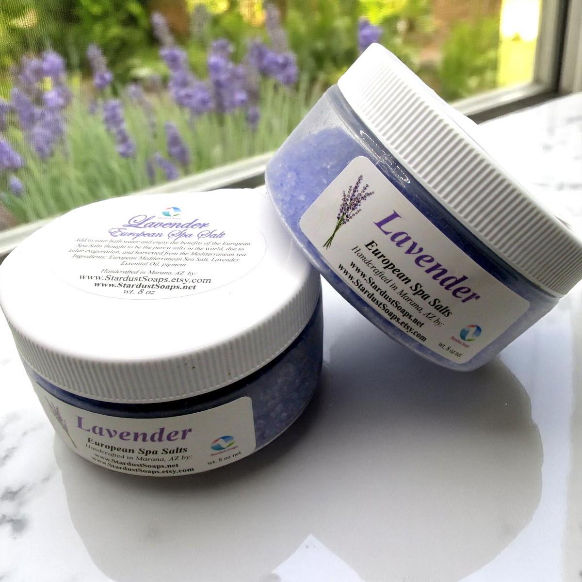 Calming Lavender Bath Crystals – European Mineral Spa Soak | Relaxing Lavender Bath Salt for Stress Relief, Self Care & Muscle Relaxation
