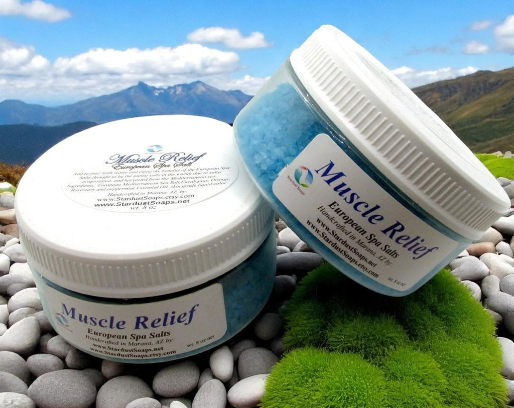 Muscle Relief Spa Salts | Mediterranean Sea Mineral Bath Soak | Sore Muscle Recovery, Relaxation Bath, Self Care Gift