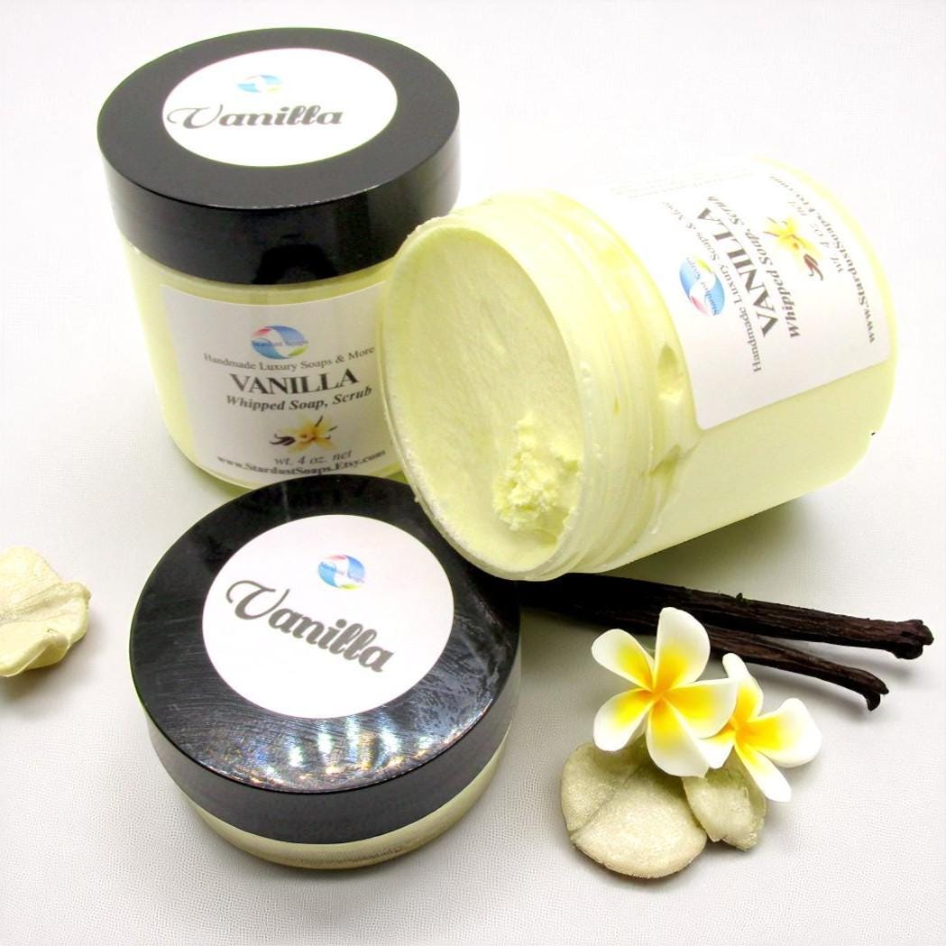 Vanilla Whipped Sugar Soap Scrub | Handmade Exfoliating Body Scrub | Moisturizing Sugar Polish for Soft Skin | Face, Hands & Body Care