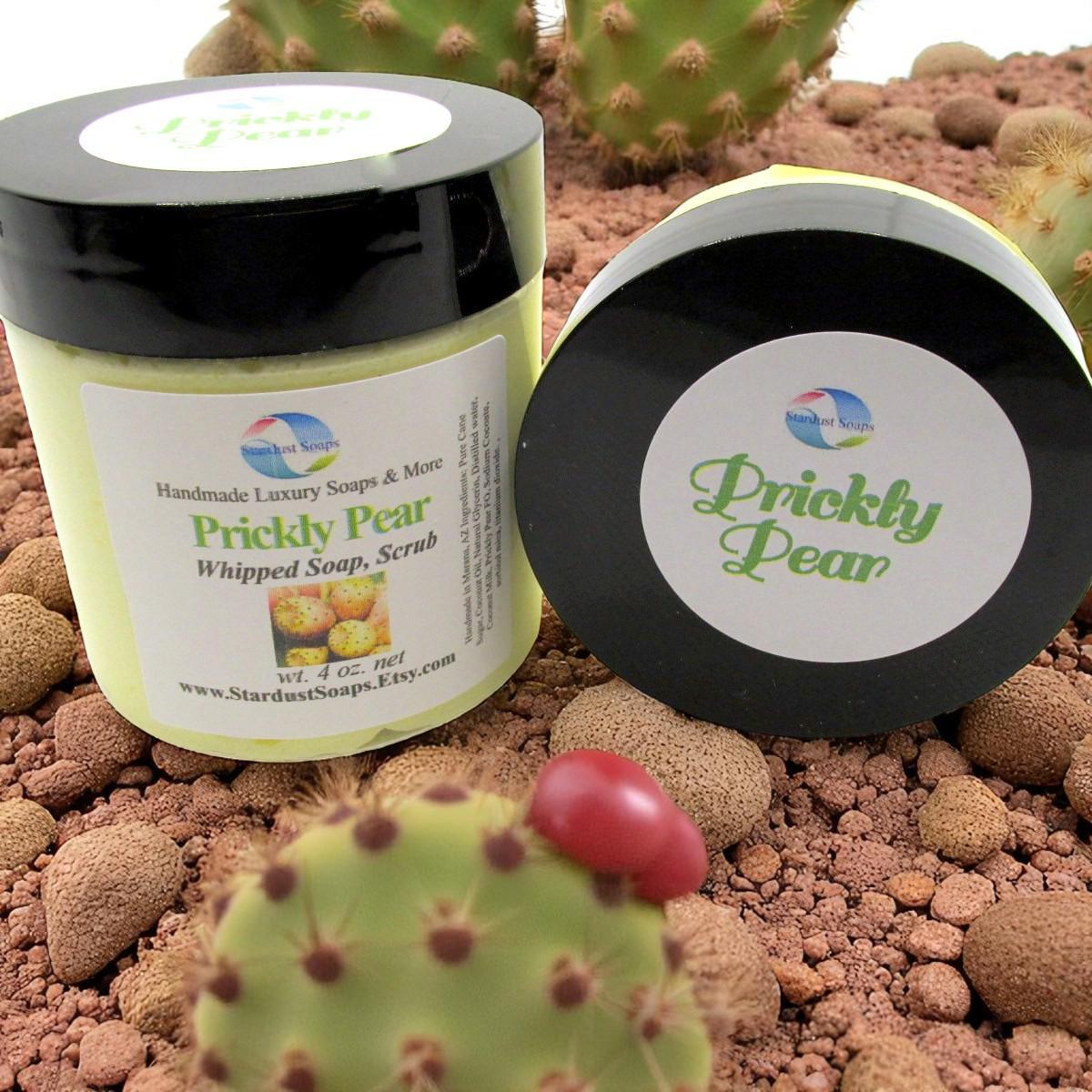 Prickly Pear Whipped Sugar Soap Scrub – Handmade Exfoliating Body Polish | Moisturizing Sugar Scrub Soap for Soft, Smooth Skin