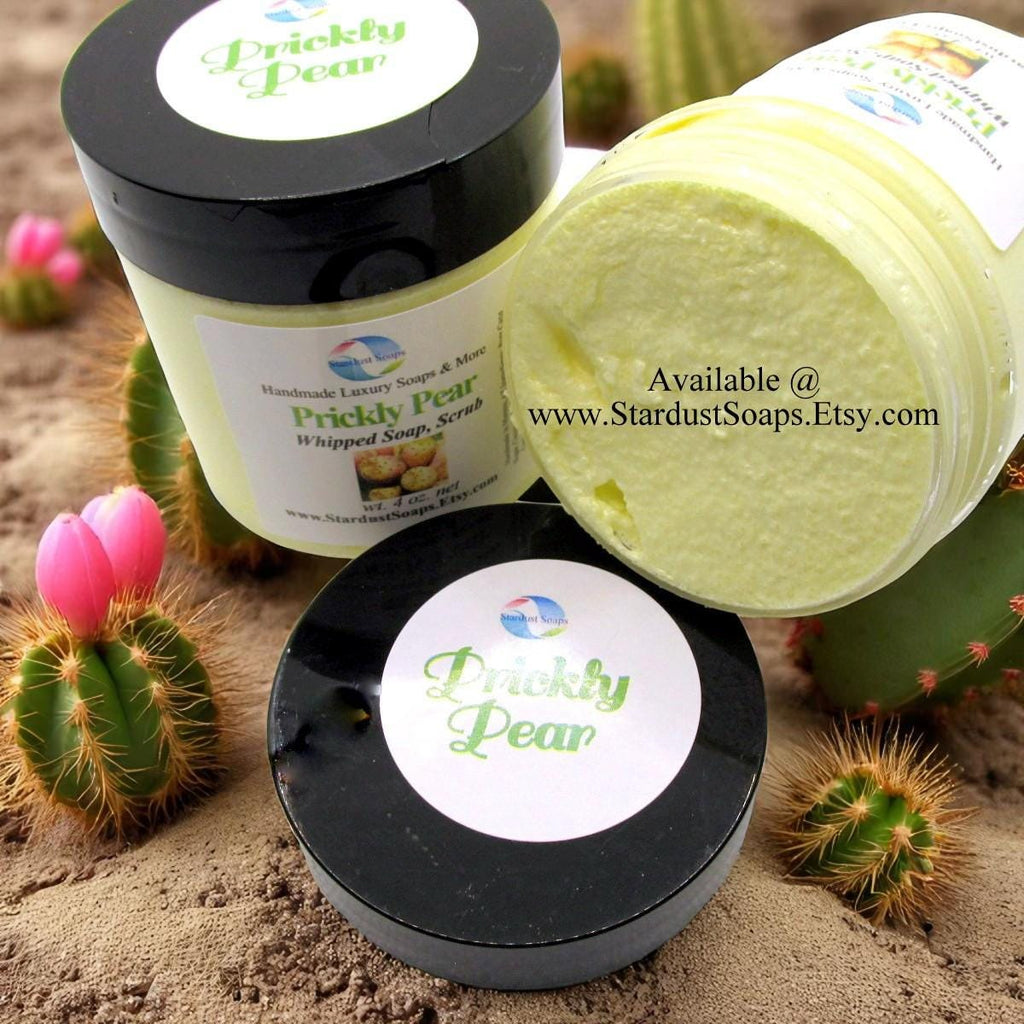 Prickly Pear Whipped Sugar Soap Scrub – Handmade Exfoliating Body Polish | Moisturizing Sugar Scrub Soap for Soft, Smooth Skin