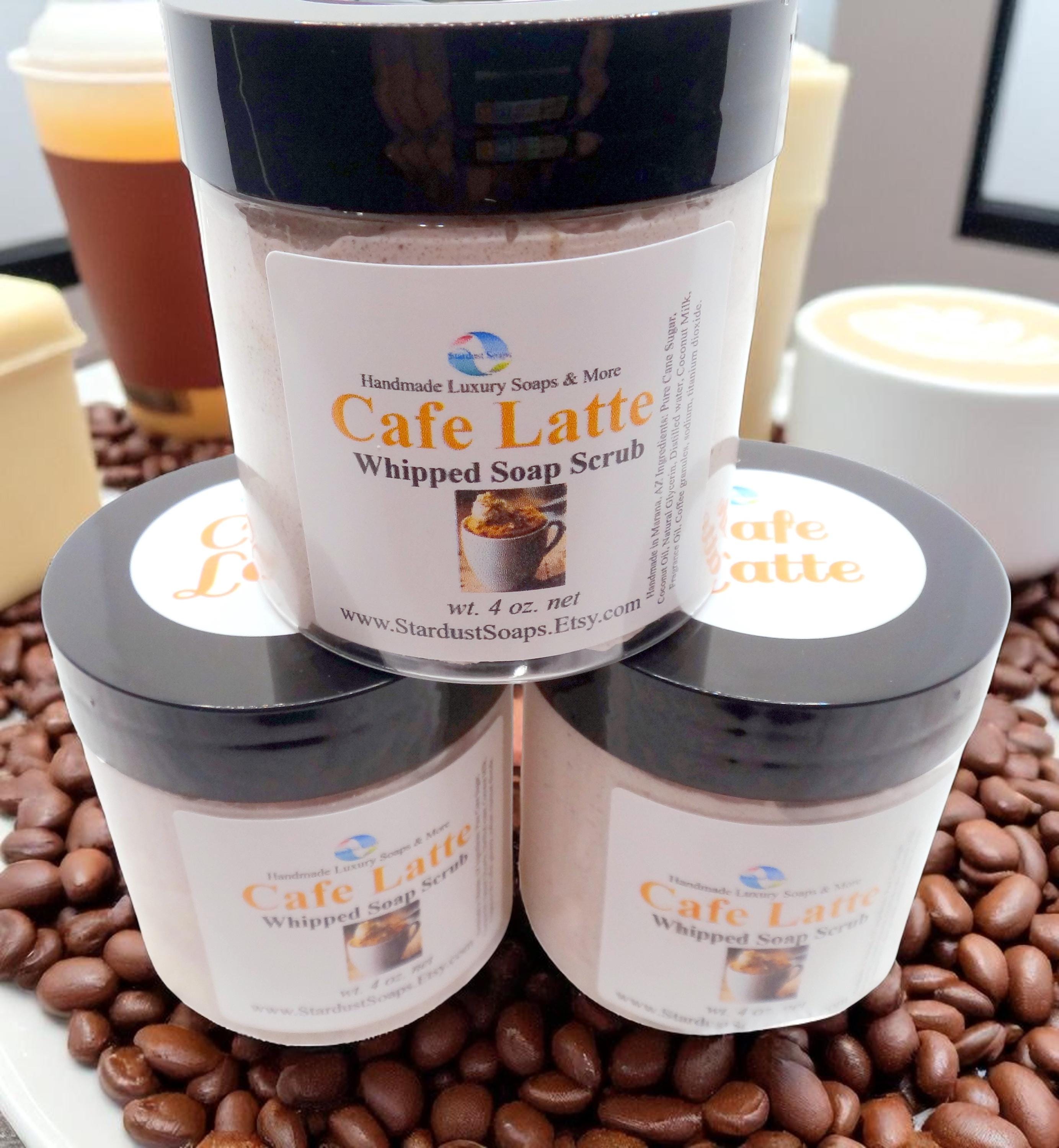 Cafe Latte Whipped Sugar Scrub Soap | Handmade Coffee Exfoliating Body Scrub | Moisturizing Sugar Polish for Soft Smooth Skin