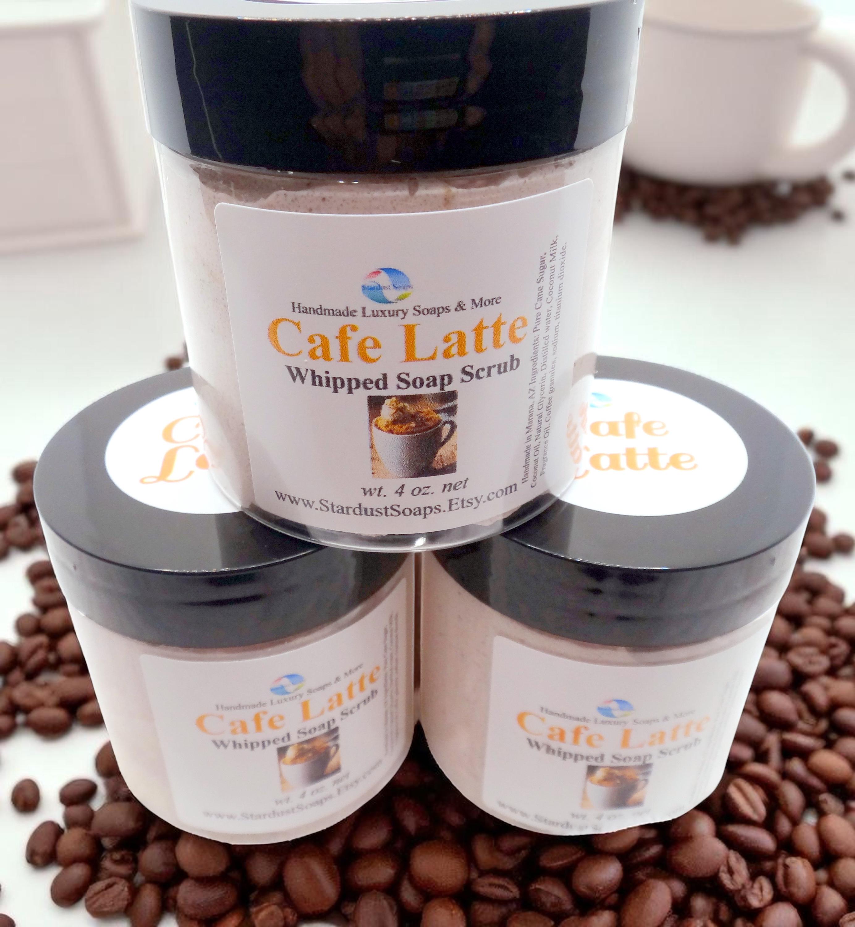 Cafe Latte Whipped Sugar Scrub Soap | Handmade Coffee Exfoliating Body Scrub | Moisturizing Sugar Polish for Soft Smooth Skin