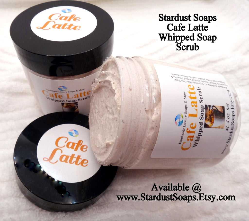 Cafe Latte Whipped Sugar Scrub Soap | Handmade Coffee Exfoliating Body Scrub | Moisturizing Sugar Polish for Soft Smooth Skin