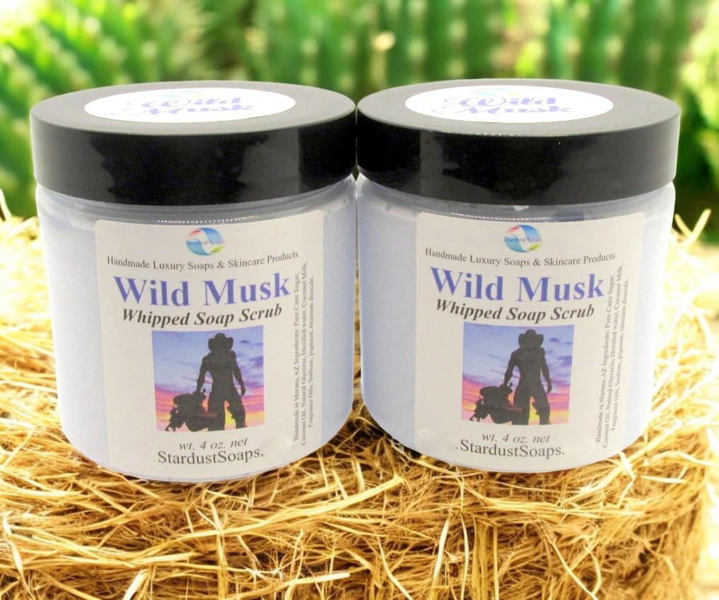 Wild Musk Whipped Sugar Soap Scrub for Men | Handmade Exfoliating Body Scrub, Cleansing and Moisturizing Skincare