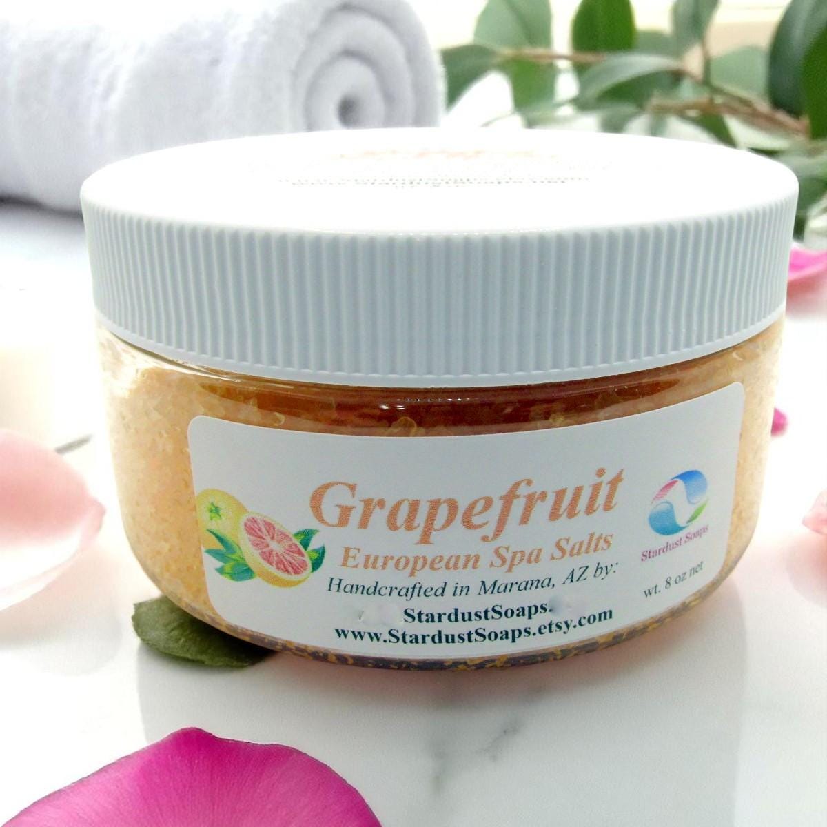 Grapefruit European Spa Bath Salts | Luxury Magnesium Mineral Bath Soak for Relaxation, Muscle Relief and Skin Softening (8 oz)