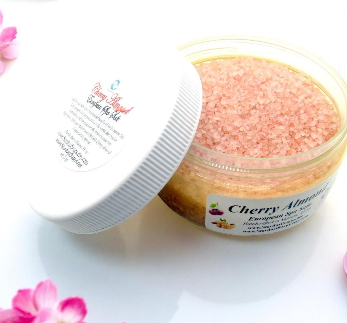 Cherry Almond Bath Salts | Handmade European Spa Soak | Luxury Epsom Salt Bath Soak | Relaxing 8 oz Body & Bath Treatment