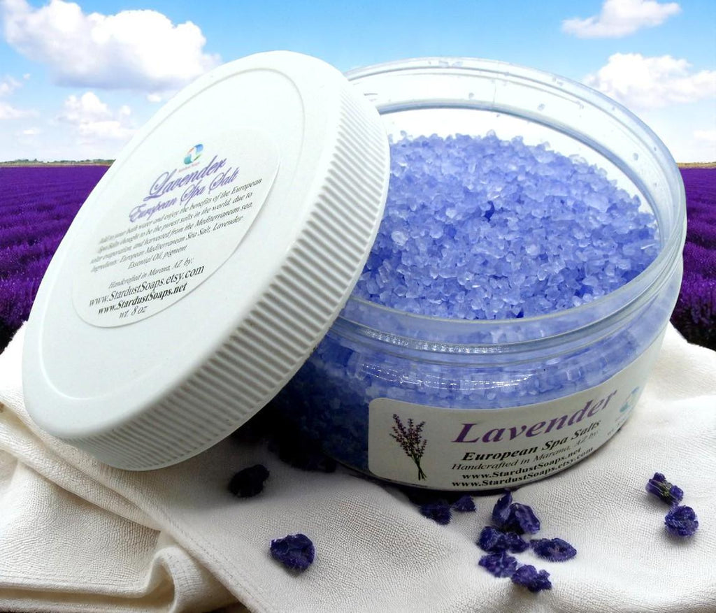 Calming Lavender Bath Crystals – European Mineral Spa Soak | Relaxing Lavender Bath Salt for Stress Relief, Self Care & Muscle Relaxation