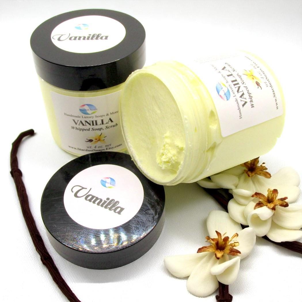 Vanilla Whipped Sugar Soap Scrub | Handmade Exfoliating Body Scrub | Moisturizing Sugar Polish for Soft Skin | Face, Hands & Body Care