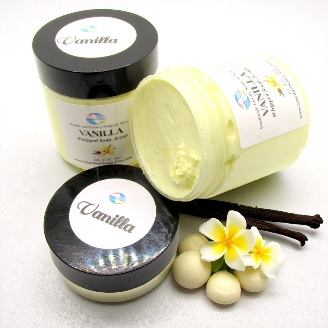 Vanilla Whipped Sugar Soap Scrub | Handmade Exfoliating Body Scrub | Moisturizing Sugar Polish for Soft Skin | Face, Hands & Body Care