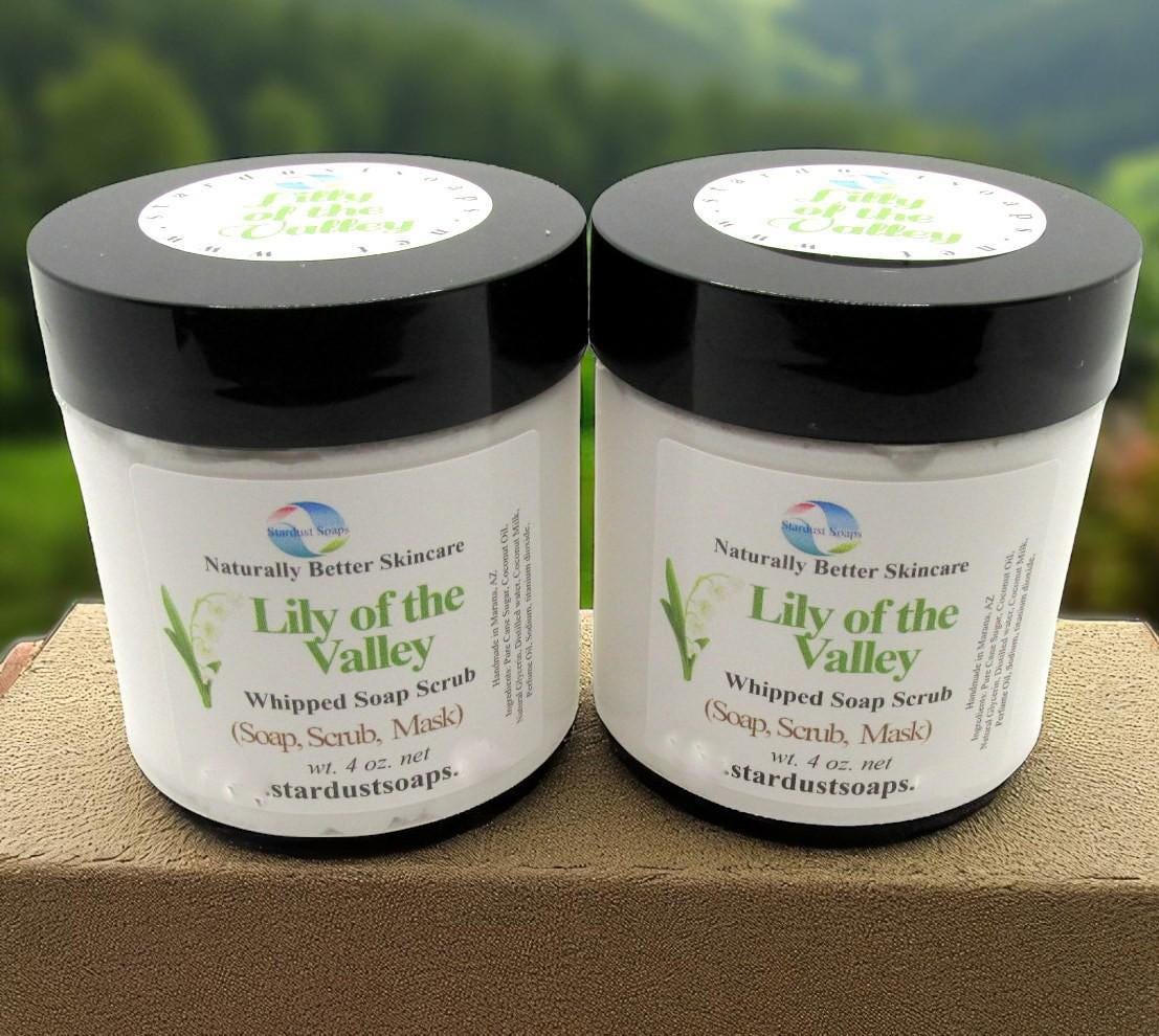 Lily of the Valley Whipped Sugar Scrub | Exfoliating Body Scrub Handmade | Moisturizing Sugar Scrub for Silky Smooth Skin | Spa Body Polish