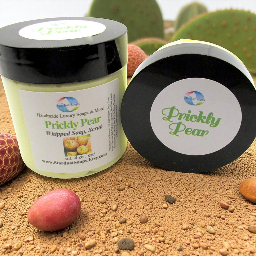 Prickly Pear Whipped Sugar Soap Scrub – Handmade Exfoliating Body Polish | Moisturizing Sugar Scrub Soap for Soft, Smooth Skin