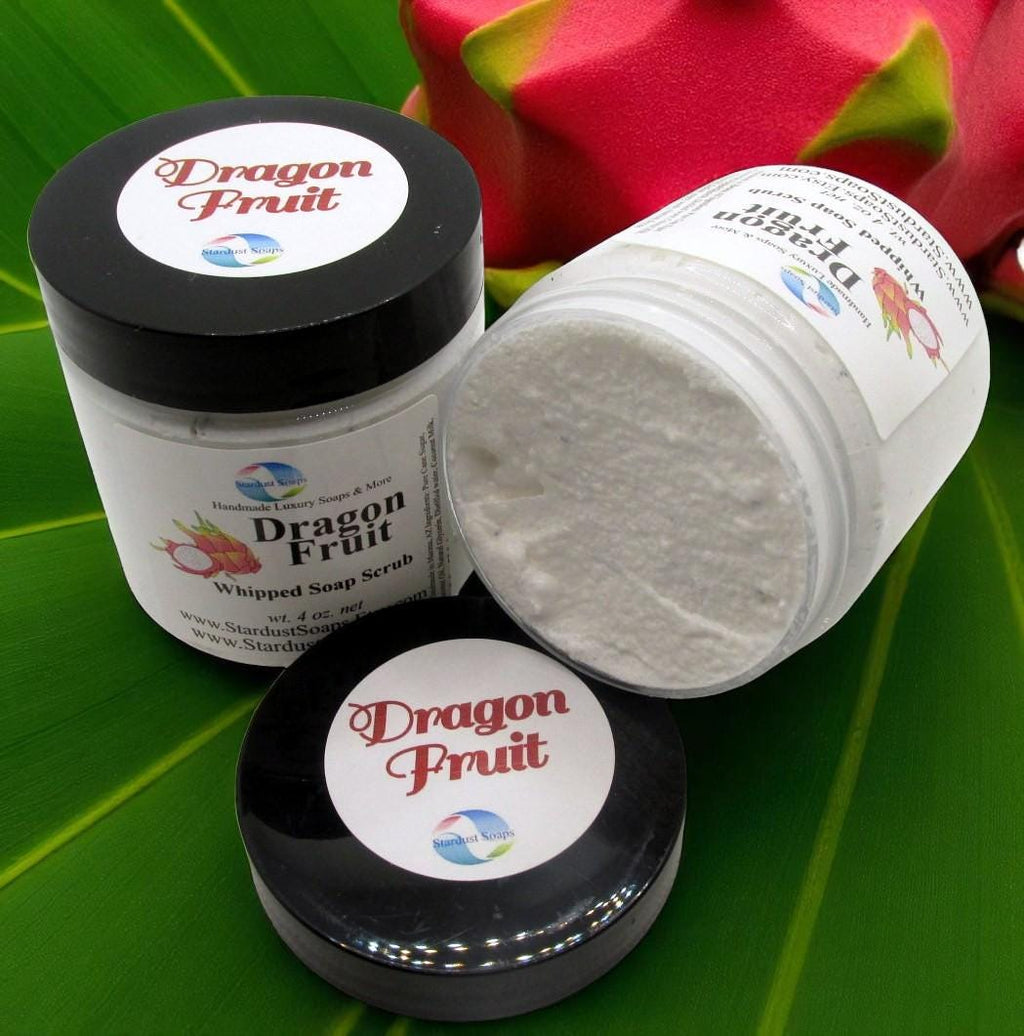 Dragon Fruit Whipped Sugar Soap Scrub | Handmade Body Polish Exfoliator | Gentle Sugar Scrub for Smooth Soft Skin | USA Made Skincare