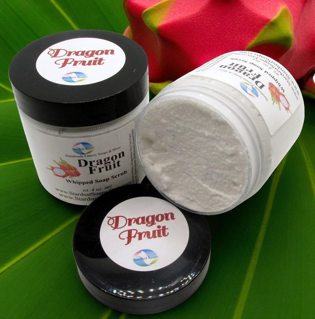 Dragon Fruit Whipped Sugar Soap Scrub | Handmade Body Polish Exfoliator | Gentle Sugar Scrub for Smooth Soft Skin | USA Made Skincare