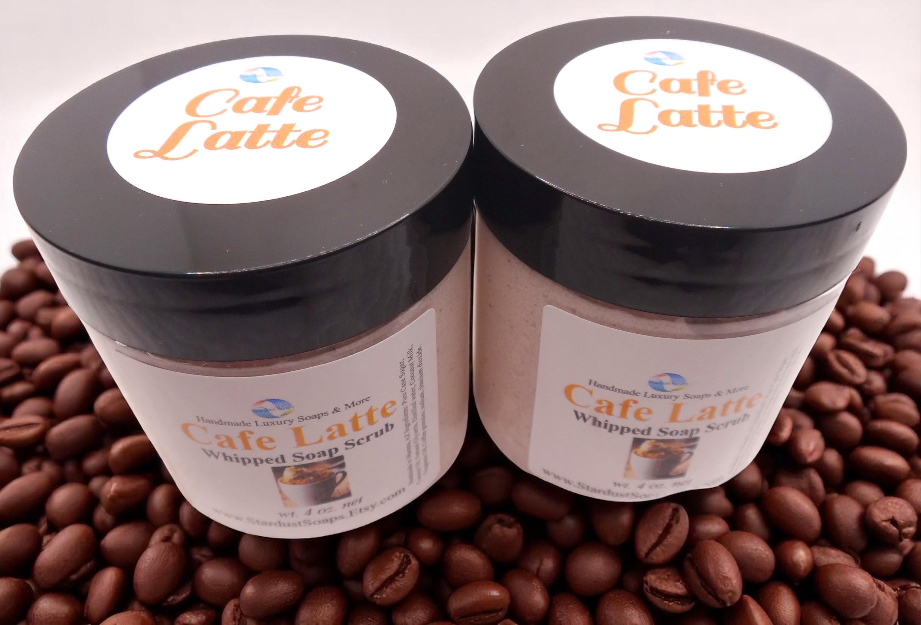 Cafe Latte Whipped Sugar Scrub Soap | Handmade Coffee Exfoliating Body Scrub | Moisturizing Sugar Polish for Soft Smooth Skin
