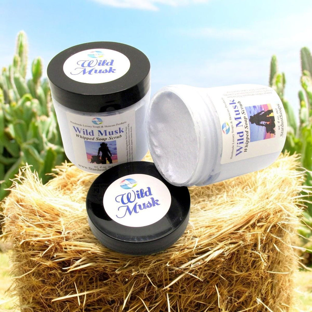 Wild Musk Whipped Sugar Soap Scrub for Men | Handmade Exfoliating Body Scrub, Cleansing and Moisturizing Skincare