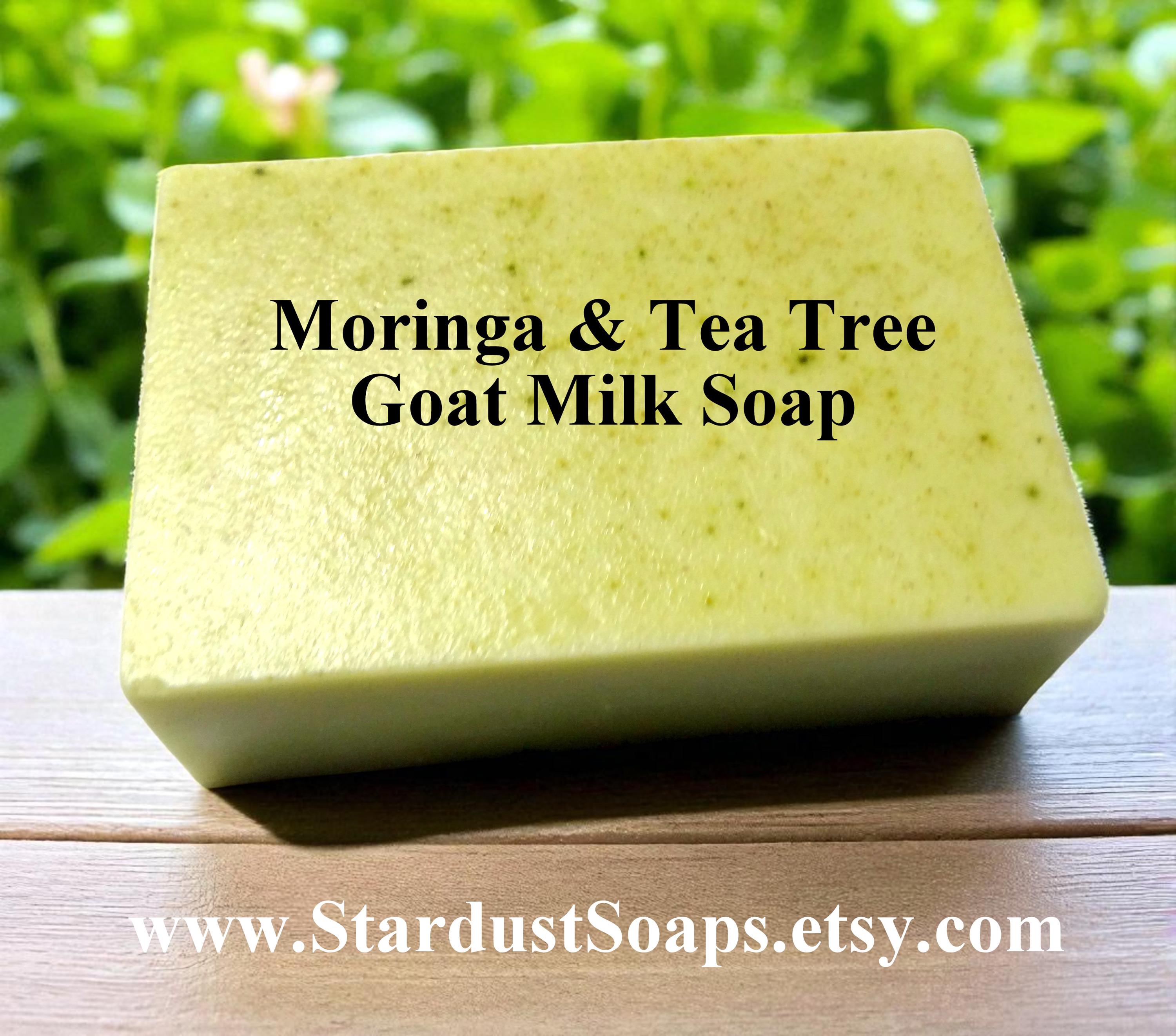 Moringa and Tea Tree Goat Milk Soap | Handmade Detoxifying Natural Soap Bar | Refreshing Face and Body Skincare for Clear Skin