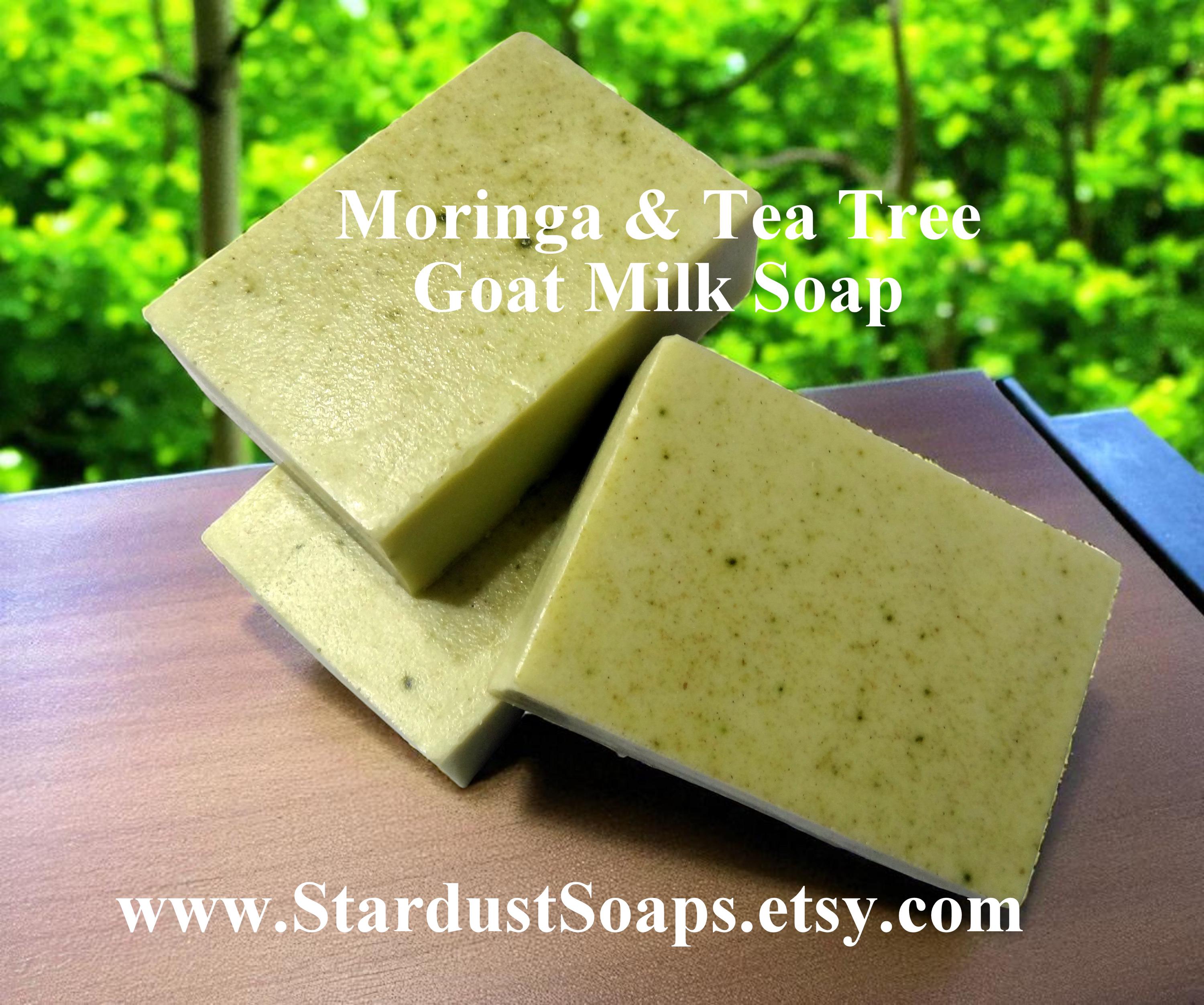 Moringa and Tea Tree Goat Milk Soap | Handmade Detoxifying Natural Soap Bar | Refreshing Face and Body Skincare for Clear Skin