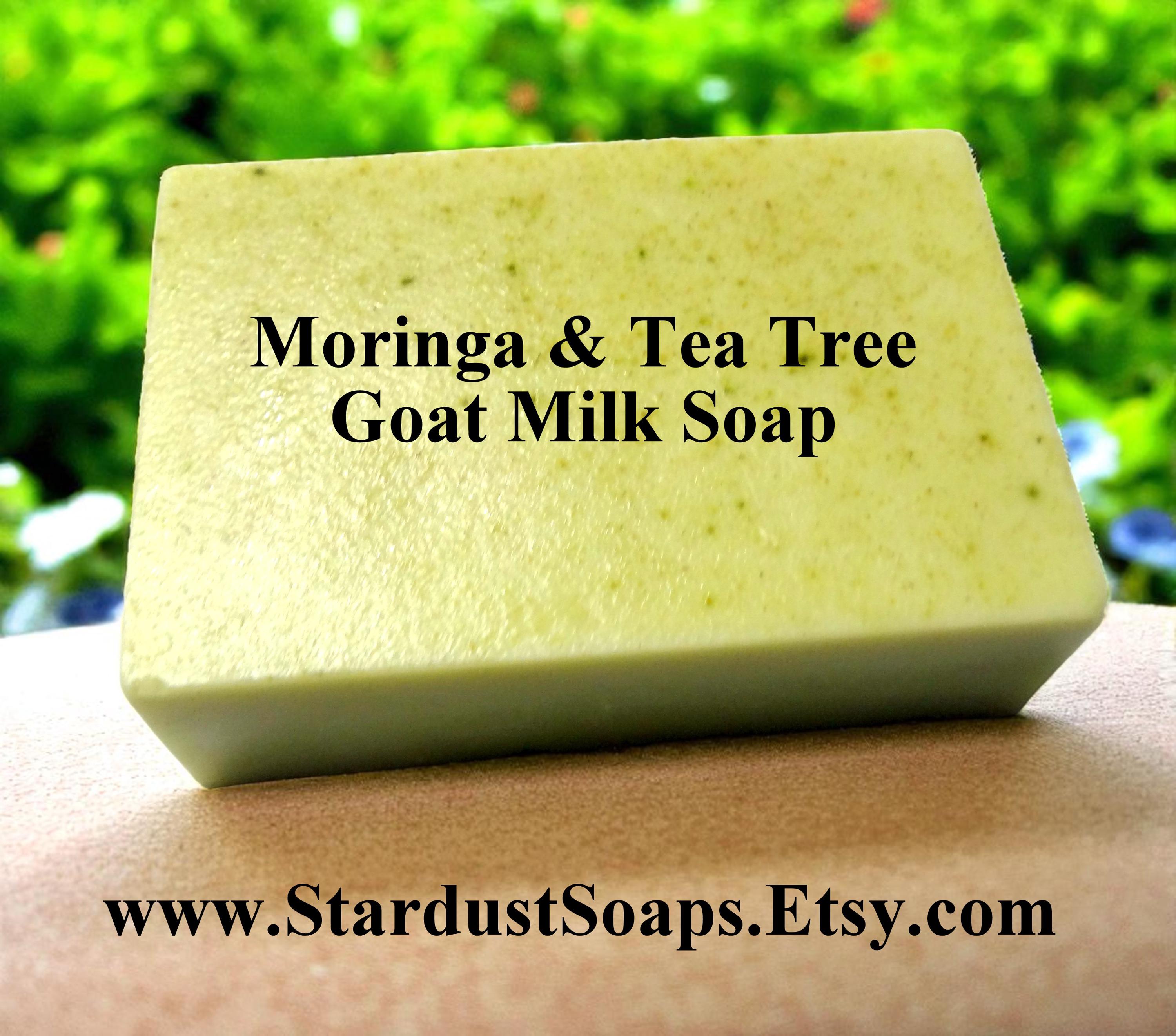 Moringa and Tea Tree Goat Milk Soap | Handmade Detoxifying Natural Soap Bar | Refreshing Face and Body Skincare for Clear Skin