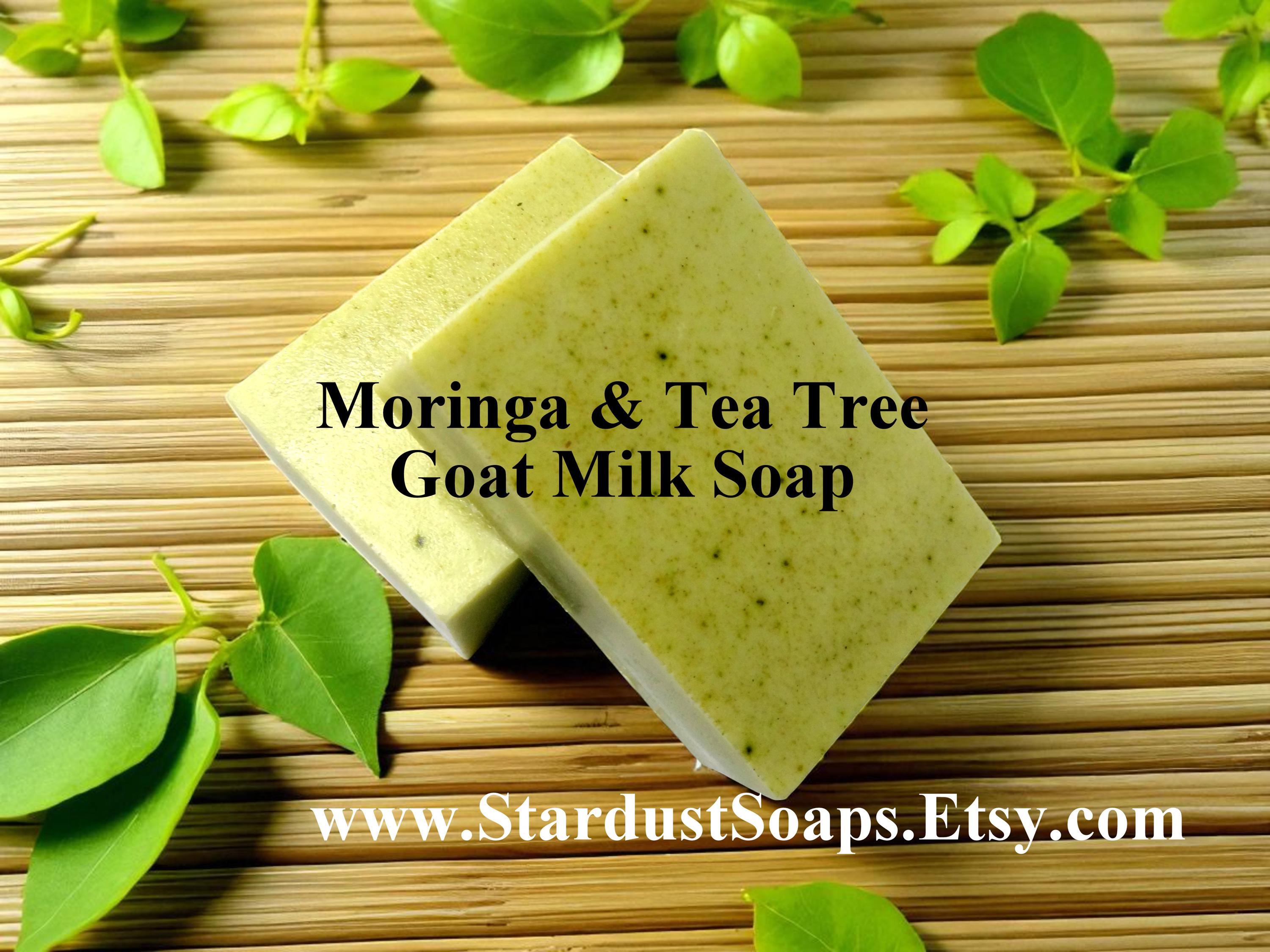 Moringa and Tea Tree Goat Milk Soap | Handmade Detoxifying Natural Soap Bar | Refreshing Face and Body Skincare for Clear Skin