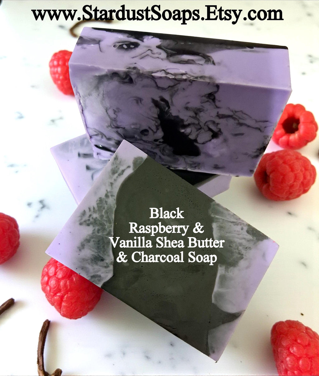 Black Raspberry Vanilla Soap Bar – Handmade Shea Butter & Activated Charcoal Soap | Moisturizer Natural Body Soap