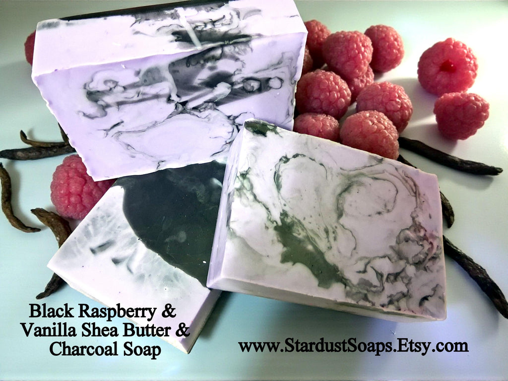 Black Raspberry Vanilla Soap Bar – Handmade Shea Butter & Activated Charcoal Soap | Moisturizer Natural Body Soap