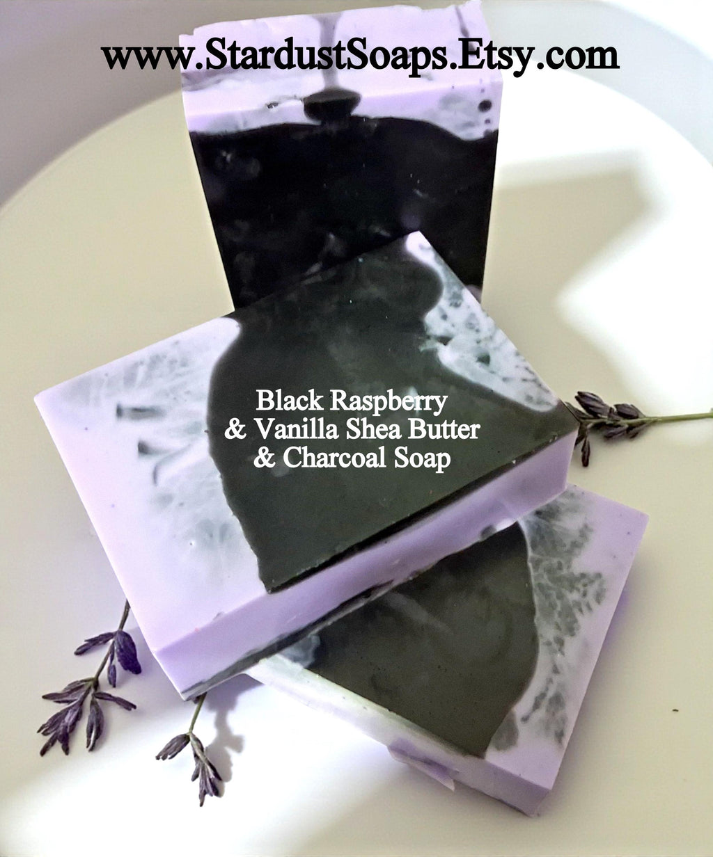 Black Raspberry Vanilla Soap Bar – Handmade Shea Butter & Activated Charcoal Soap | Moisturizer Natural Body Soap